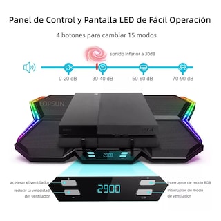 Foto 3 | Foto 3 | Base De Refrigeración Rgb Para Laptop 17 Con 6 Ventiladores Eo Safe Imports Esi-9441 Negro