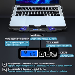 Foto 5 | Foto 5 | Venta Internacional - Enfriador Para Portátil Topmate C5 Gaming De 12 A 15,6 Pulgadas Con 5 Ventiladores Y Pantalla Lcd