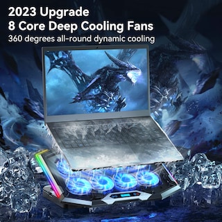 Foto 2 | Foto 2 | Almohadilla de Refrigeración para Portátil Ice Coorel K9 con 8 Ventiladores 15 a 17.3 \" RGB - Venta Internacional