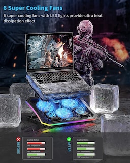 Foto 2 | Foto 2 | Almohadilla de Refrigeración para Portátil Kevin Upgrade A8 Rgb Lights 15.6-17.3\" - Venta Internacional