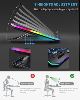 Foto 4 | Foto 4 | Almohadilla de Refrigeración para Portátil Kevin Upgrade A8 Rgb Lights 15.6-17.3\" - Venta Internacional