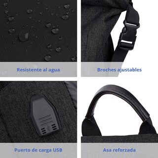 Foto 3 | Foto 3 | Mochila Backpack Roll Top Antirrobo Impermeable Para Laptop De 15” Y Tablet Ideal Para Campamentos Redlemon 79099 Negro
