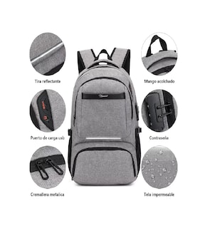 Foto 3 | Foto 3 | Mochila Belug Gris compatible con Portátil de 15,6''