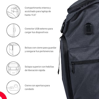 Foto 5 | Foto 5 | Mochila Techzone Glory para Laptop 15.6 con Puerto Usb Gris
