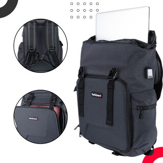 Foto 6 | Foto 6 | Mochila Techzone Glory para Laptop 15.6 con Puerto Usb Gris