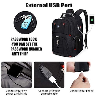 Foto 2 | Foto 2 | Venta Internacional - Mochila de Viaje Shrradoo Negra 52 L con Carga USB