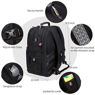 Foto 3 | Foto 3 | Venta Internacional - Mochila de Viaje Shrradoo Negra 52 L con Carga USB