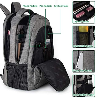 Foto 3 | Foto 3 | Venta Internacional - Mochila Matein Gris para Portátil Antirrobo Slim