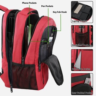 Foto 5 | Foto 5 | Venta Internacional - Mochila Matein Para Portátil De 17 Pulgadas Para Mujer Con Puerto Usb, Color Rojo