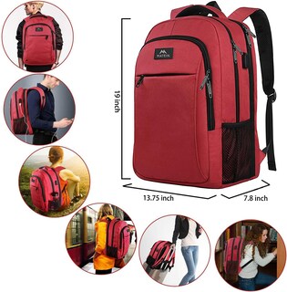 Foto 6 | Foto 6 | Venta Internacional - Mochila Matein Para Portátil De 17 Pulgadas Para Mujer Con Puerto Usb, Color Rojo