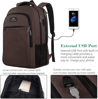 Foto 5 | Foto 5 | Venta Internacional - Mochila Para Portátil Matein Extra Grande De 17,3'' Con Puerto Usb, Color Marrón