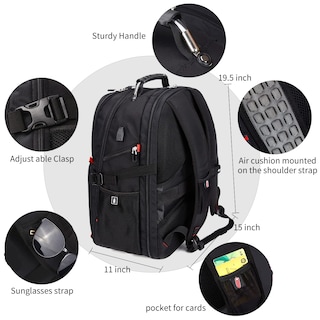 Foto 3 | Foto 3 | Mochila de Viaje para Portátil Shrradoo Negra 52L 17'' - Venta Internacional