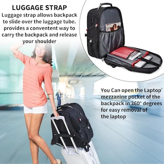 Foto 4 | Foto 4 | Mochila de Viaje para Portátil Shrradoo Negra 52L 17'' - Venta Internacional
