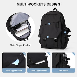 Foto 3 | Foto 3 | Mochila Coowoz College Waterproof Negra - Venta Internacional