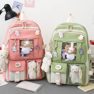 Foto 4 | Foto 4 | Mochila JQWSVE Kawaii con Colgantes y Pines 5 Piezas - Venta Internacional