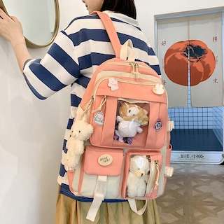 Foto 4 | Foto 4 | Mochila JQWSVE Kawaii con Colgantes y Pines 5 Piezas - Venta Internacional