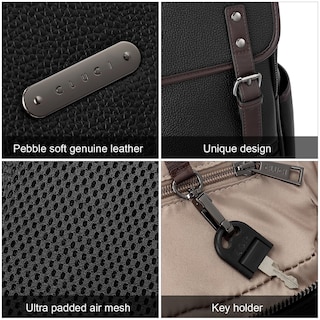 Foto 6 | Foto 6 | Mochila Para Ordenador Portátil Cluci De Piel Auténtica De 15,6 Pulgadas Para Hombre, Color Negro - Venta Internacional.
