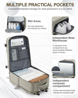 Foto 3 | Foto 3 | Mochila de Viaje Coowoz Grande Impermeable Marrón Unisex - Venta Internacional
