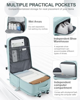 Foto 2 | Foto 2 | Mochila de Viaje Coowoz Grande Impermeable Azul Unisex - Venta Internacional
