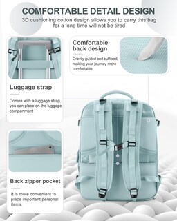 Foto 3 | Foto 3 | Mochila de Viaje Coowoz Grande Impermeable Azul Unisex - Venta Internacional