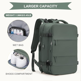 Foto 3 | Foto 3 | Mochila de Viaje Coowoz Impermeable Verde Unisex - Venta Internacional