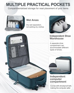 Foto 3 | Foto 3 | Mochila de Viaje Coowoz Impermeable Azul Unisex - Venta Internacional