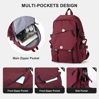 Foto 3 | Foto 3 | Mochila Escolar Ligera Coowoz Resistente al Agua Roja - Venta Internacional