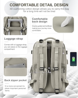 Foto 4 | Foto 4 | Mochila de Viaje Impermeable Coowoz Carry On Unisex - Venta Internacional
