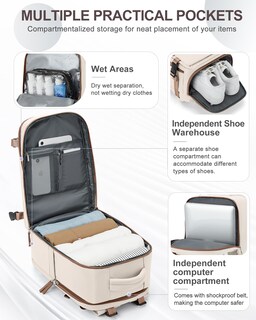 Foto 4 | Foto 4 | Mochila de Viaje Impermeable Coowoz Carry On Unisex - Venta Internacional