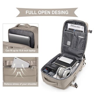 Foto 7 | Foto 7 | Mochila De Viaje Para Portátil Coowoz Airline Approved 15.6 Pulgadas, Marrón - Venta Internacional.