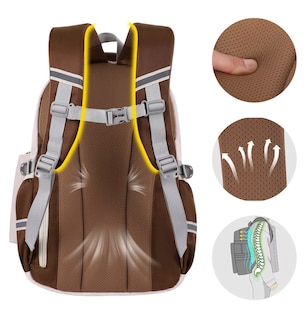 Foto 4 | Foto 4 | Set de 3 Mochilas Escolares para Laptop con Gran Capacidad en Beige/Marrón
