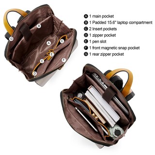 Foto 4 | Foto 4 | Mochila Para Portátil Cluci Leather 15.6'' Para Mujer En Blanco Y Negro - Venta Internacional.