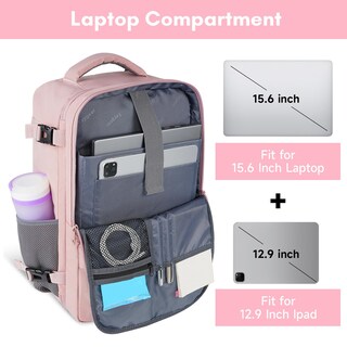Foto 4 | Foto 4 | Mochila Taygeer Travel Para Mujer Con Puerto Usb Y Funda Para Zapatos, Color Rosa - Venta Internacional.