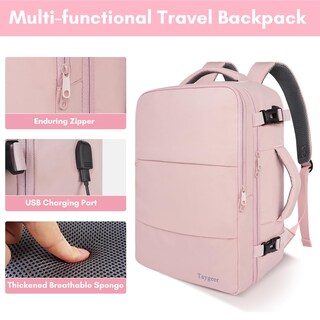 Foto 7 | Foto 7 | Mochila Taygeer Travel Para Mujer Con Puerto Usb Y Funda Para Zapatos, Color Rosa - Venta Internacional.