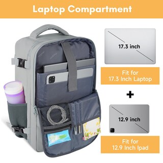 Foto 5 | Foto 5 | Mochila De Viaje Taygeer Carry On De 17,3 Pulgadas Con Puerto Usb, Color Gris - Venta Internacional.