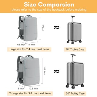 Foto 6 | Foto 6 | Mochila De Viaje Taygeer Carry On De 17,3 Pulgadas Con Puerto Usb, Color Gris - Venta Internacional.