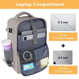 Foto 5 | Foto 5 | Mochila Taygeer Para Portátil De 17,3 Pulgadas Con Puerto Usb Para Mujer, Color Marrón - Venta Internacional.