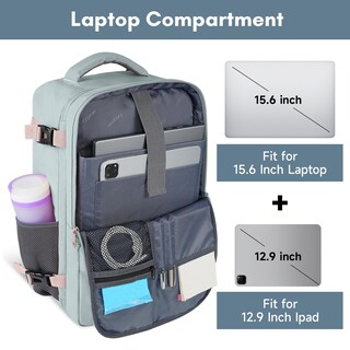 Foto 5 | Foto 5 | Mochila Taygeer Personal Item Gris En Polvo De 35 L Con Puerto Usb - Venta Internacional.