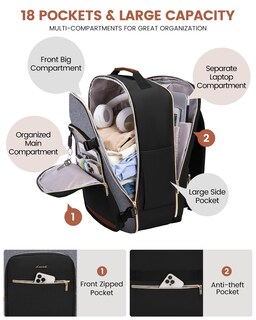 Foto 3 | Foto 3 | Mochila de Viaje Lovevook Negra 4 Piezas-Venta Internacional