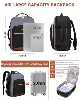 Foto 4 | Foto 4 | Mochila de Viaje Lovevook Negra 4 Piezas-Venta Internacional