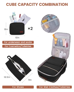 Foto 5 | Foto 5 | Mochila de Viaje Lovevook Negra 4 Piezas-Venta Internacional