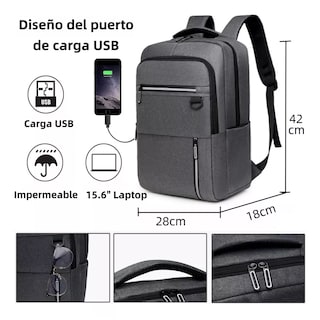 Foto 2 | Foto 2 | Mochilas Para Laptop Hombre Escolar Impermeable Antirrobo Eo Safe Imports Esi-15727 Gris