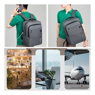 Foto 3 | Foto 3 | Mochilas Para Laptop Hombre Escolar Impermeable Antirrobo Eo Safe Imports Esi-15727 Gris