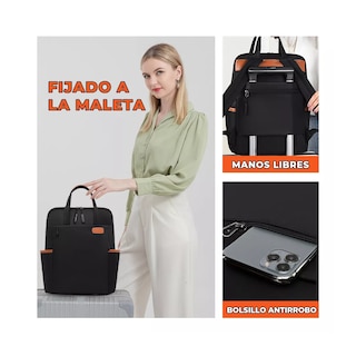 Foto 3 | Foto 3 | Mochila Portátil Para Mujer Y Hombre Bolsa Laptop Eo Safe Imports Esi-15726negro