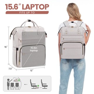 Foto 6 | Foto 6 | Mochila Para Portátil Lovevook Para Mujer, 15.6 Pulgadas, Impermeable, Color Blanquecino - Venta Internacional.