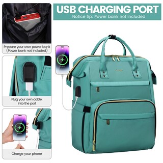 Foto 4 | Foto 4 | Mochila Para Portátil Lovevook Para Mujer, 15.6 Pulgadas, Impermeable, Verde Menta - Venta Internacional.