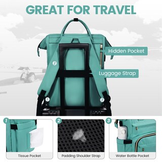 Foto 5 | Foto 5 | Mochila Para Portátil Lovevook Para Mujer, 15.6 Pulgadas, Impermeable, Verde Menta - Venta Internacional.