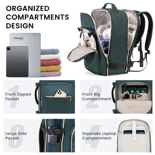 Foto 2 | Foto 2 | Mochila De Viaje Lovevook 40l Para Ordenador Portátil De 17 Pulgadas Para Mujer Y Hombre, Color Verde - Venta Internacional.