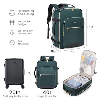 Foto 3 | Foto 3 | Mochila De Viaje Lovevook 40l Para Ordenador Portátil De 17 Pulgadas Para Mujer Y Hombre, Color Verde - Venta Internacional.