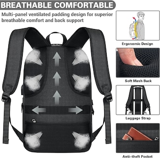 Foto 6 | Foto 6 | Mochila Ambor Travel Laptop 15.6-17.3'' Con Carga Usb Negra - Venta Internacional.